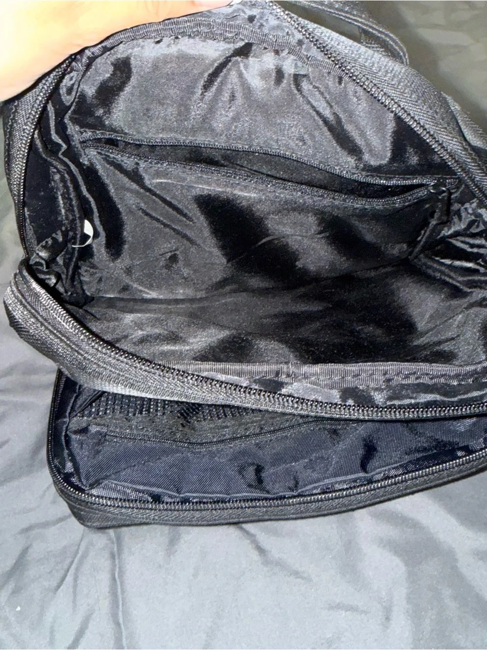 Vintage Chenson black nylon or canvas square backpack/travel bag